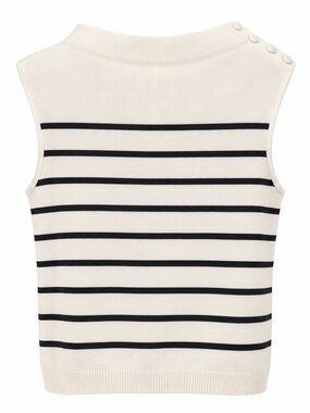 Lilysilk Sleeveless Striped Knit Top - Cream/Black